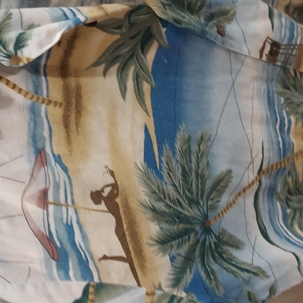 *Men's Kona Kai Hawaiian Print Beach Scene Cotton Blend Camp Shirt Size Medium - Picture 3 of 9
